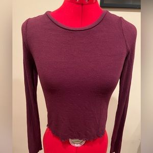 Garage Maroon Long Sleeve Cropped Top